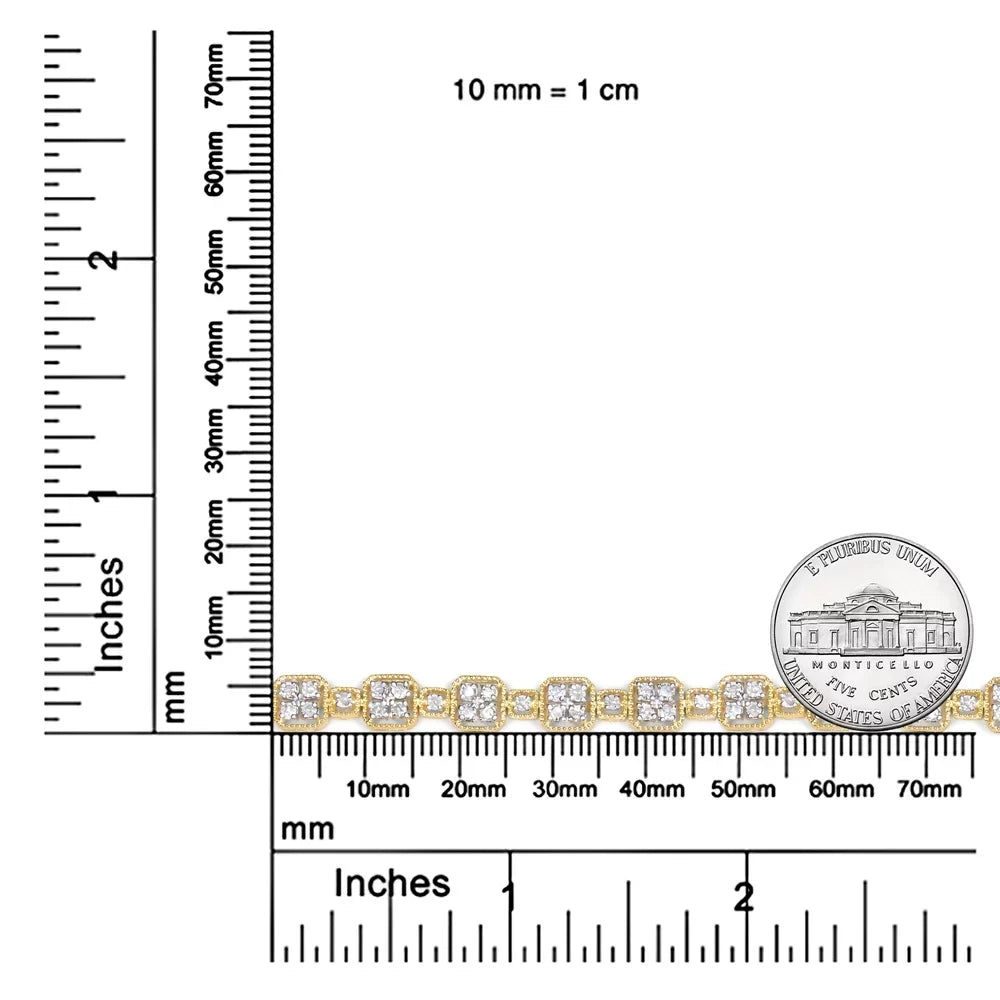 (J-K I2-I3 7.25" Clasp Haus Brilliance Diamond 10K Gold Yellow Link Clarity) of Color, Cttw 2.0 Bracelet Box Size - Womens cut Princess