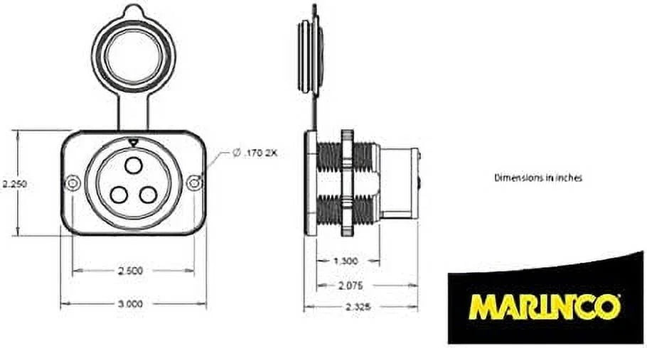 12VCPS3 70A & Plug Trolling Receptacle Marinco Motor