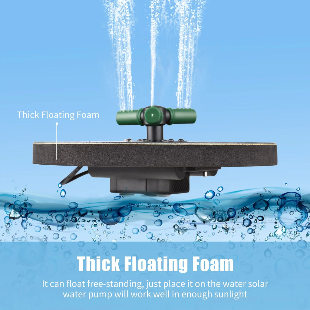 With With Light Solar Garden Pump Auto-Shut Inch Colorful 9 LED Bath Fountain Bird for 6W Small off Battery Rotatable Pump Fountain Water Pond Solar Nozzle