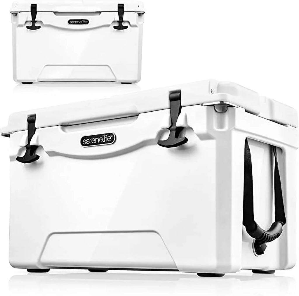 Lightweight Portable (White) Quart W/ Cooler Handles Travel Heavy-Duty Cooler Ice Box 50 SereneLife
