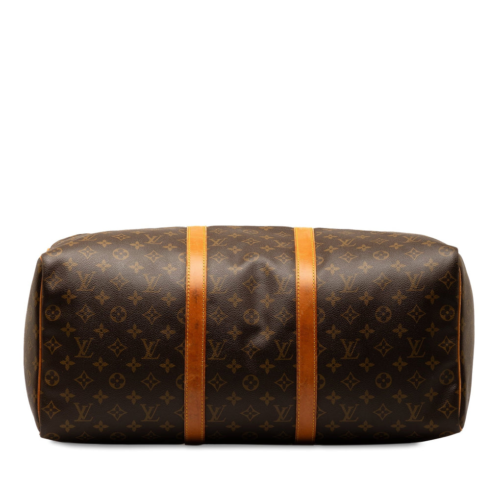 Travel Vuitton Keepall Unisex Brown WeekenderBag (Good) 50 Pre-Owned Bag Monogram Canvas Louis Authenticated