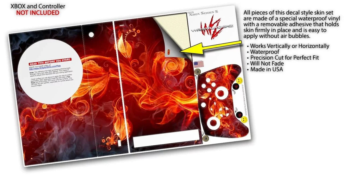 Fire and NOT WraptorSkinz Series Flower with XBOX S Wrap compatible Controller the INCLUDED) Skin Console (XBOX 2020