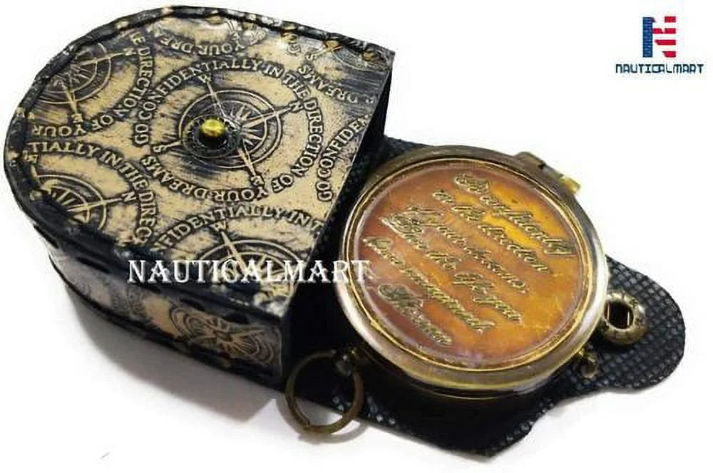 NauticalMart compass for leather case gift with brass