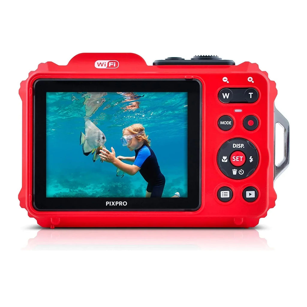 Camera Pixpro Kodak Shockproof (Red) Bundle 16MP 2.7-Inch WPZ2 Waterproof LCD 4x