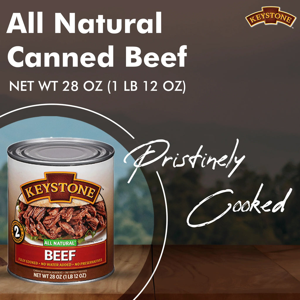 to of (24 oz Natural All 28 Can For 24 Survival and Backpacking Beef Eat- Camping Pack) Emergency Food Cans Ready Keystone Pack Hiking