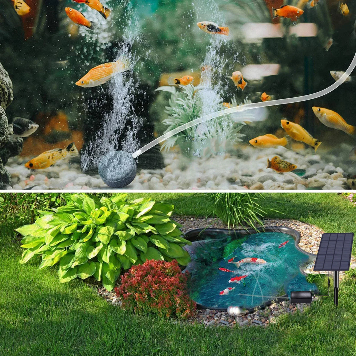 Oxygenator Pipe Garden Fishing with Air Aerator Fish Stones Pool Pump moobody Air Aquarium Bubble Pump for Aerator Plug-in Oxygen Oxygen 2W Solar Fish Pond
