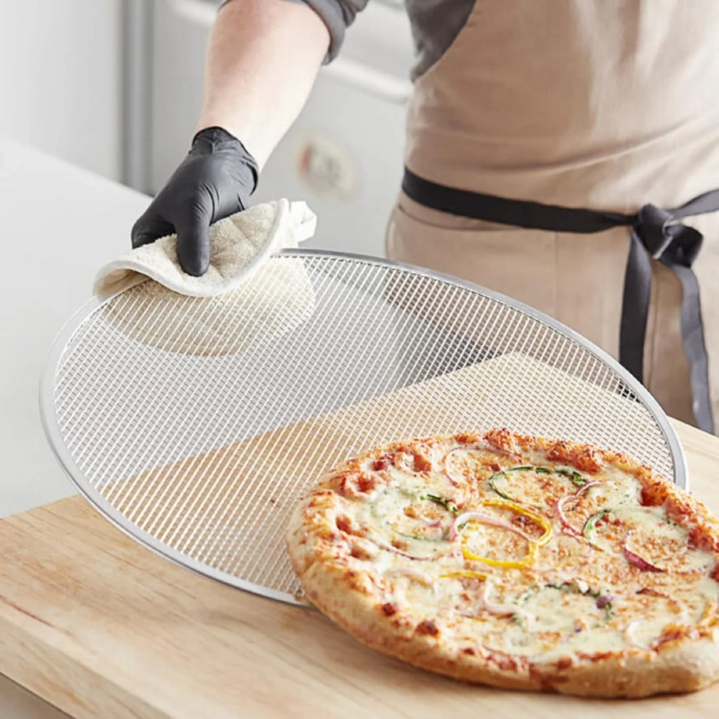 Baking Restaurants Baking Home Screen 2 Pizza 19” for & Round Pan Pizza TrueCraftware- Rim- Seamless Aluminum Tray Kitchen of Bakeware Set Round Pizzeria Screen Tray Pizza