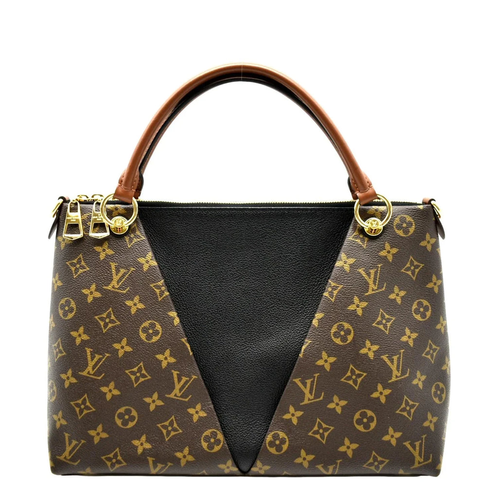 Black Monogram Leather Bag LOUIS Hobo MM VUITTON V Pre-owned