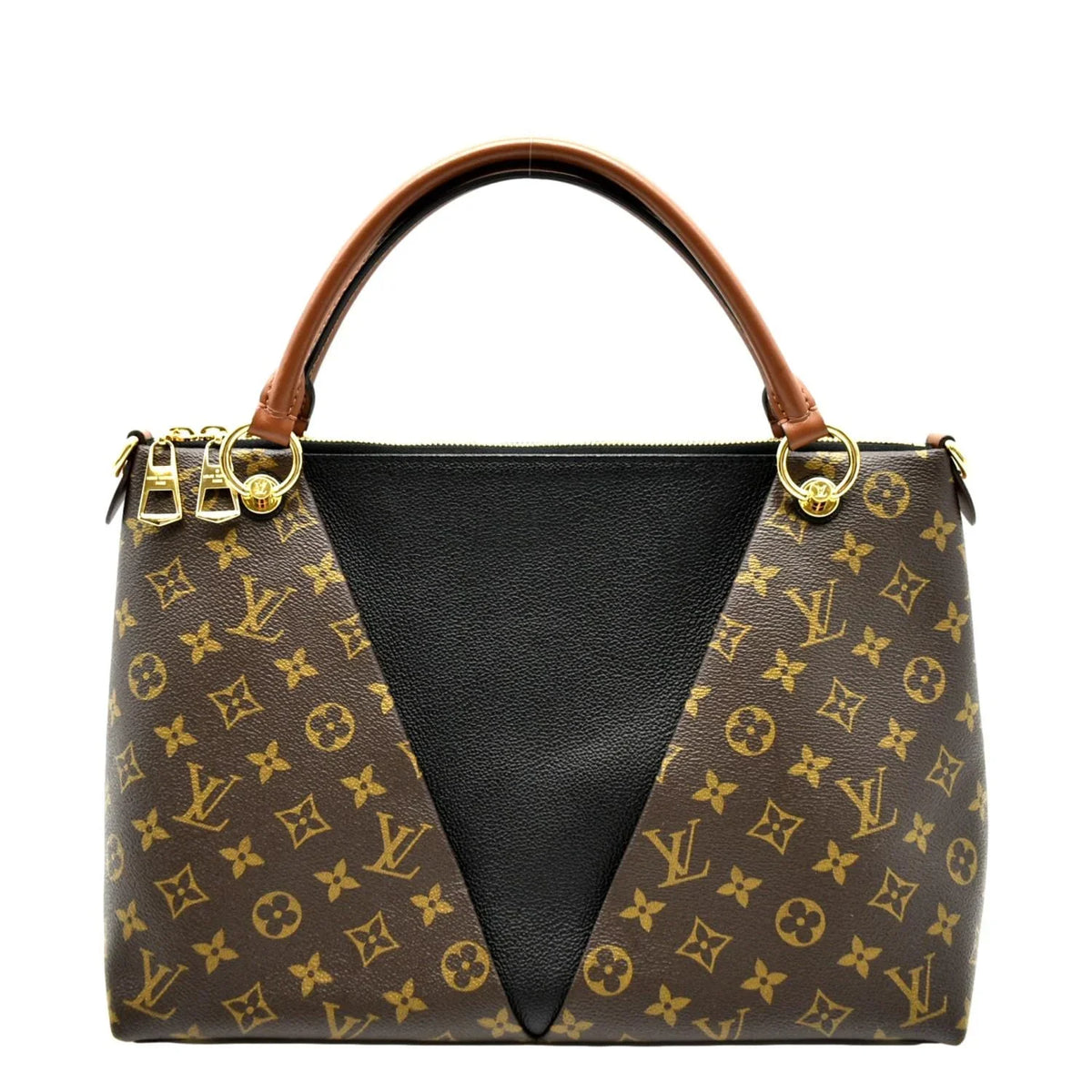 Black Monogram Leather Bag LOUIS Hobo MM VUITTON V Pre-owned