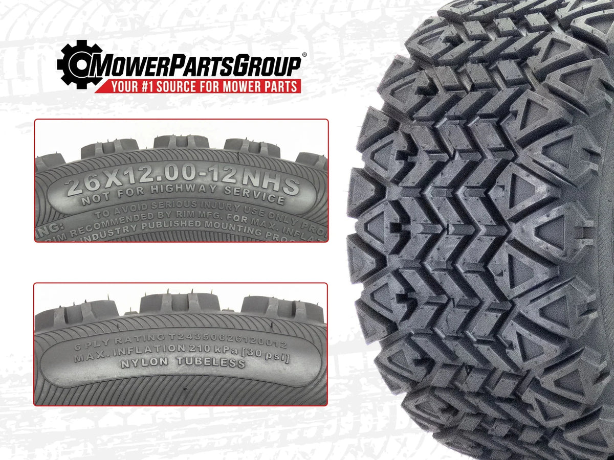 Terrain Bad (2) 26x12.00-12 61" 022-4090-00 Tire Boy Assy Renegade Fits 72" All