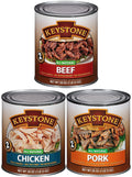 Long Emergency Cans 28oz All 2 Shelf (6 of Survival Life Each) Cans Ready Keystone Combo Food Pork Camping and eat to Natural - Chicken Beef,