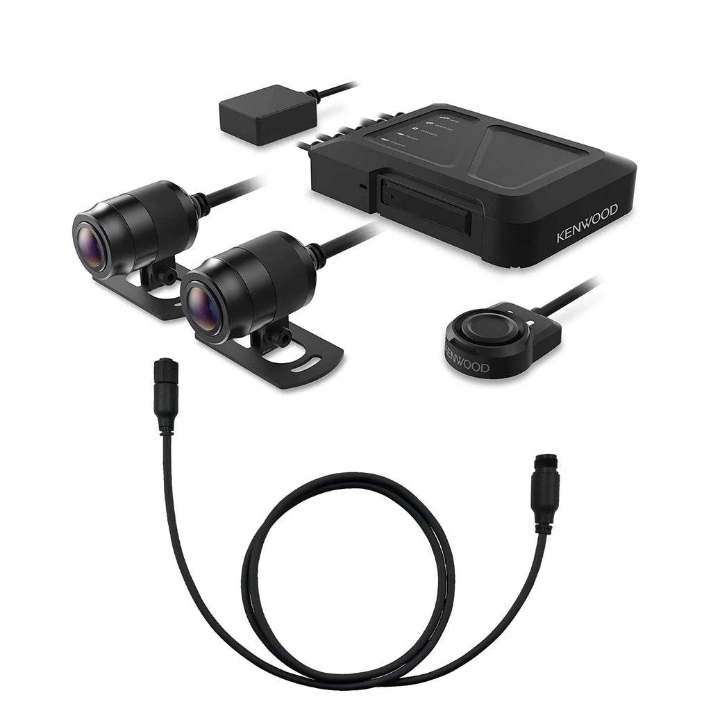 STZ-RFCC300 9ft Kenwood Cable with STZ-RF200WD GPS Rear-View with Motorsports (3m) Dash Extensional Cam and HD Kenwood a Camera