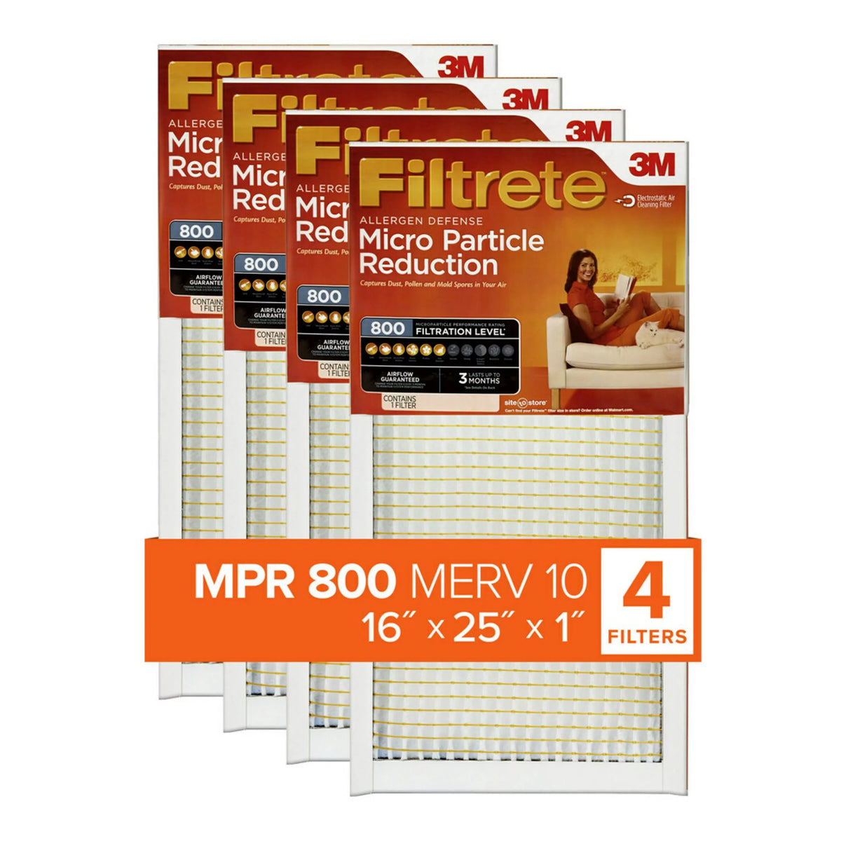 Particle Furnace Micro 10, 800 Air MPR, Filtrete HVAC 4 Filter, MERV Reduction 16x25x1, Filters