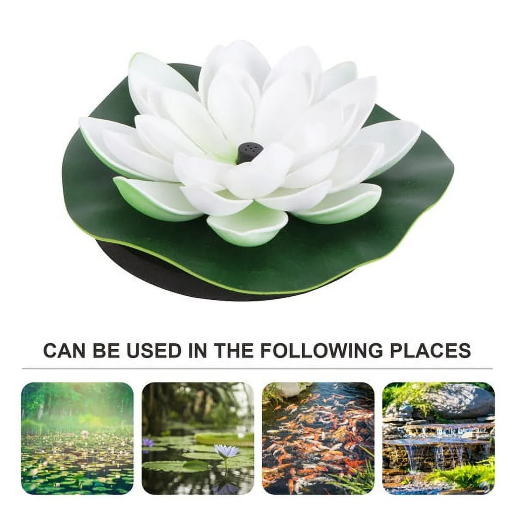 Decor Fountain(White) Solar-powered Waterproof Pond Lily Fish Lamp Lotus HOTBEST Bird Novel Bath Lotus Fountain Garden Fountain Water