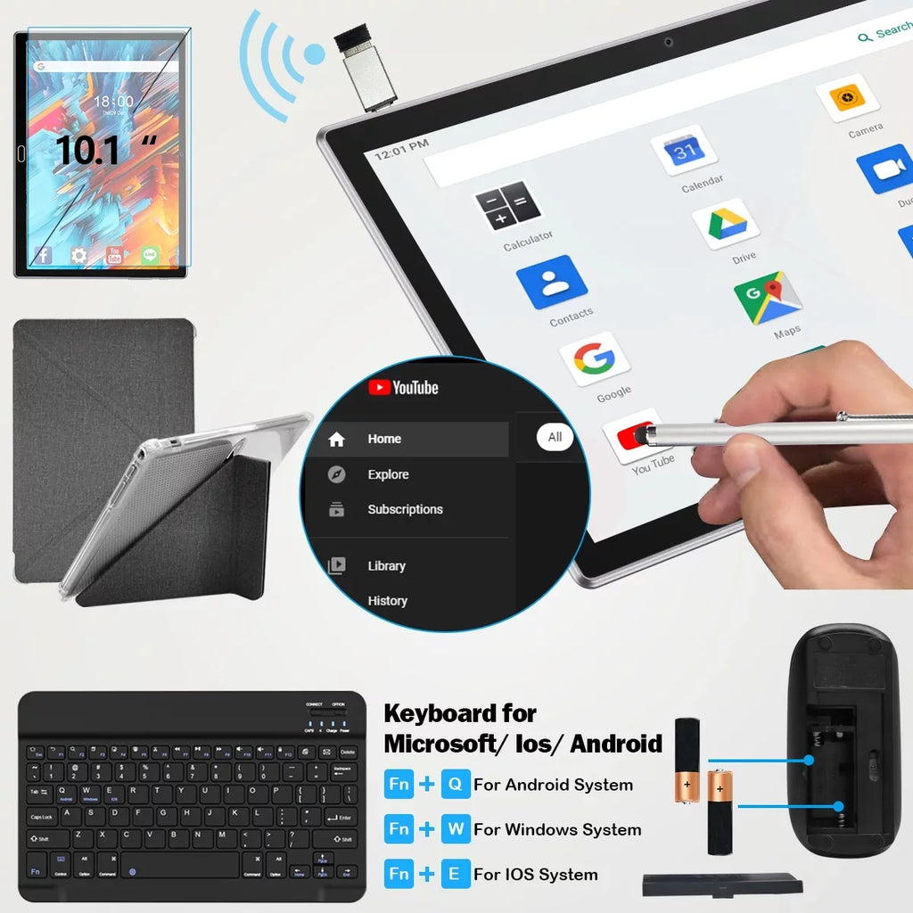 Tablets,64GB 1 Camera,Wi-Fi,Bluetooth,GPS,Black with 128GB Android 11,Tablet 1.6GHz 2 ),6000mAh 4G Octa-Core PC,Dual Keyboard,10 in to inch Tablet Battery,Latest ROM(up Expand Cellular