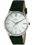 Watch Silver Slim Case Strap Wool Green