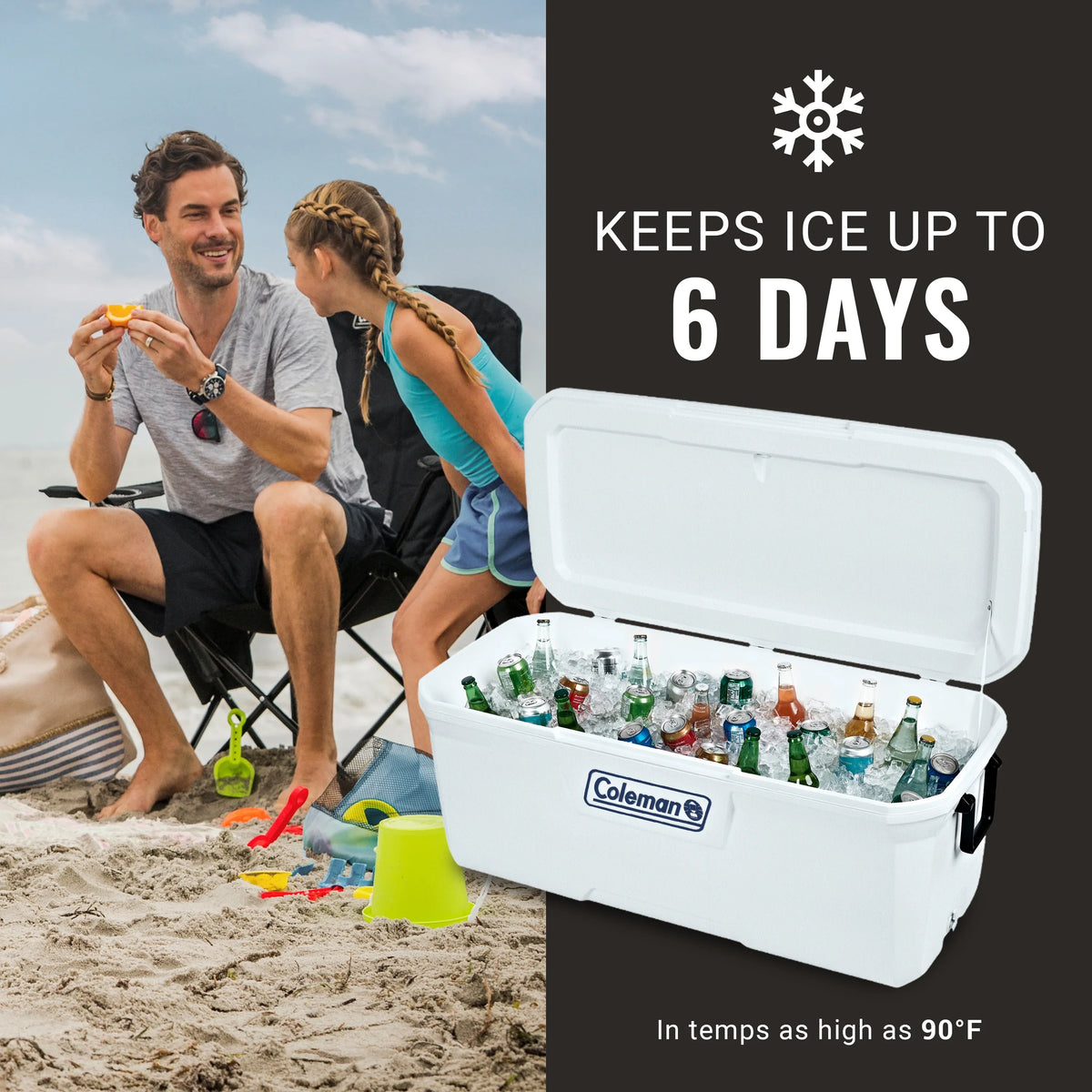 Coleman Cooler, Hard Sided 150 Ice Chest qt. White