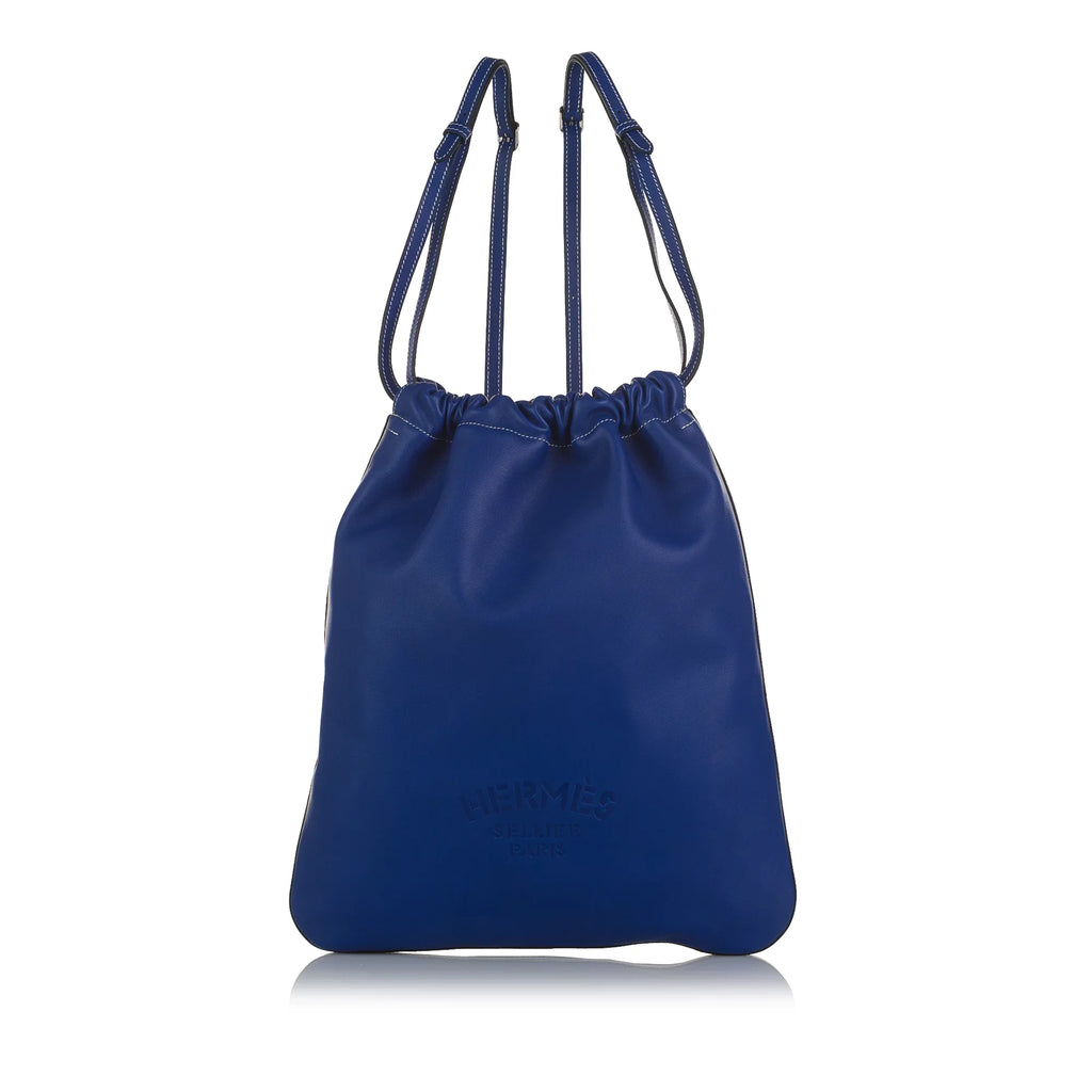 Cheri Hermès Backpack New) Authenticated Leather (Like Blue Pre-Owned Unisex Calf Bridado