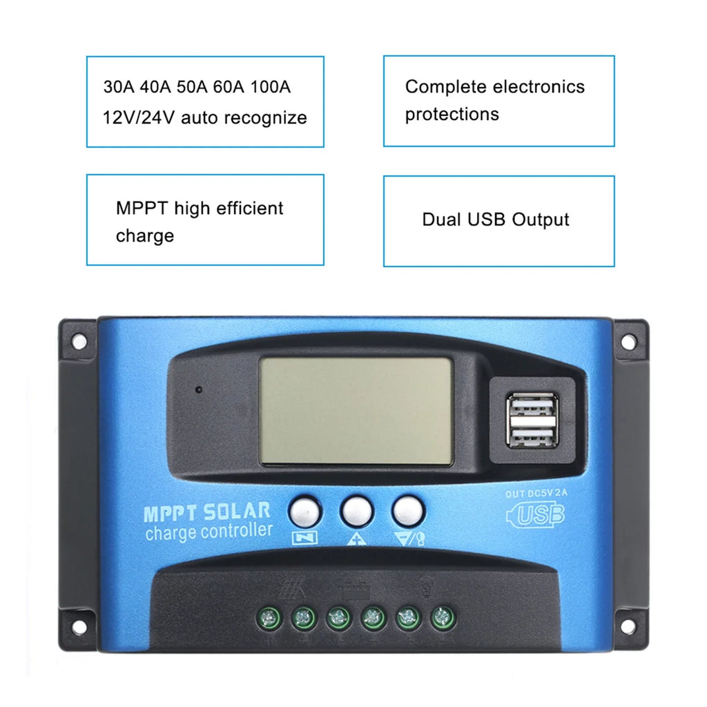 Charger Charge USB Cell Regulator Solar Dual Auto Display 100A Panel Mistaha Controller Solar LCD MPPT