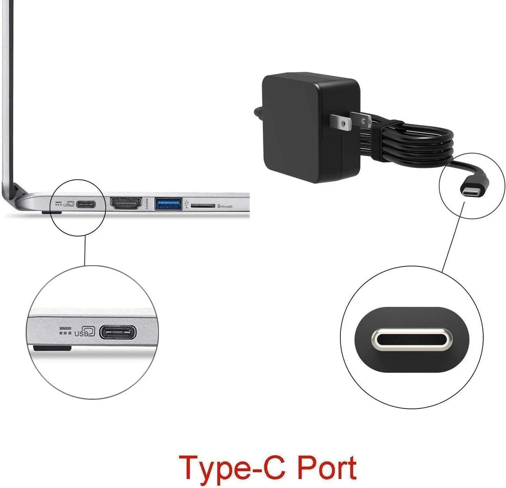 with Lenovo Compatible Ac Adapter Cord 81MA0022US 100e Power USB-C Guy-Tech 45w Chromebook
