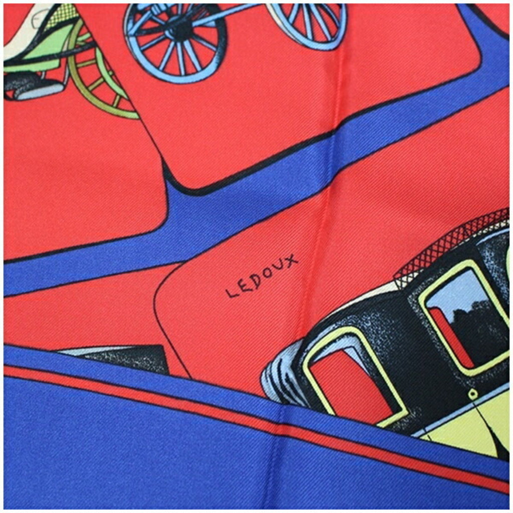 Scarf Pre-Owned x Women's Silk HERMES Blue Carriage) CARROSSERIE (Spiral (Good) Hermes Muffler Red