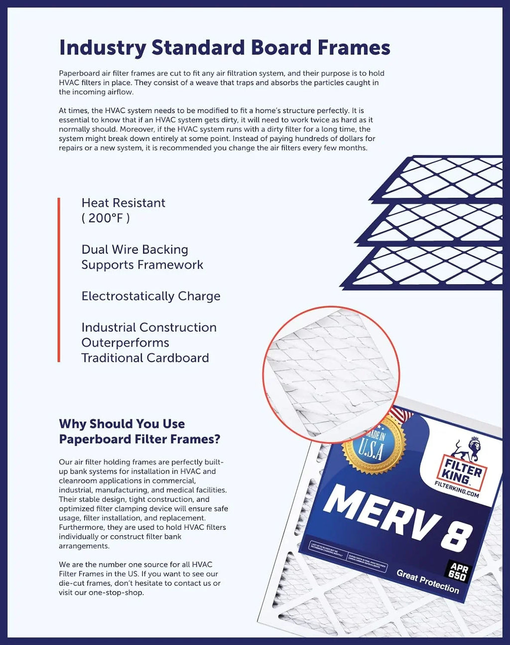 8 MERV 8.5 King MADE Filters Filter x | Furnace 24.5 .75" Air 4-PACK Filter 24.5x8.5x1a | Size: Actual HVAC | IN x USA Pleated | A/C