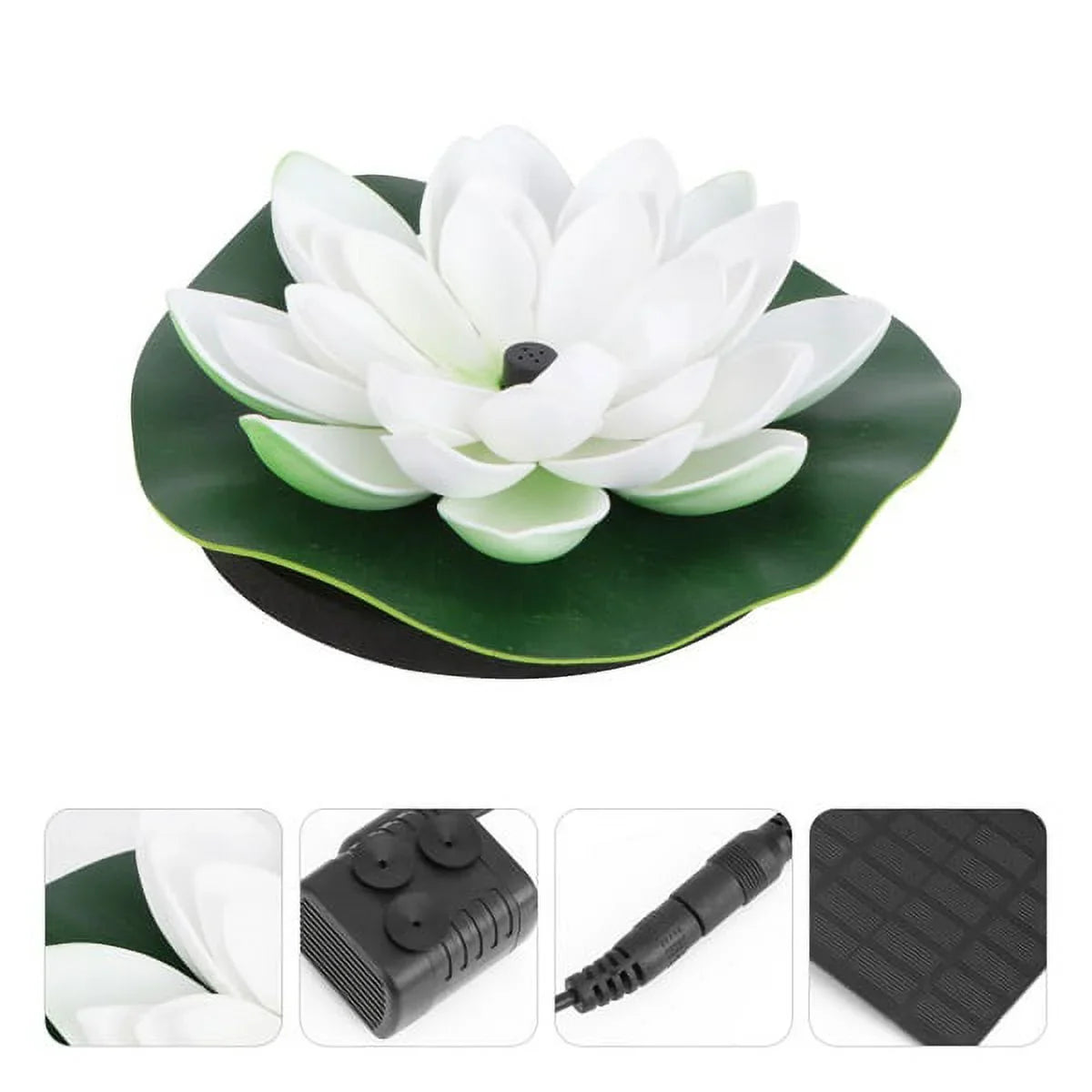 Decor Fountain(White) Solar-powered Waterproof Pond Lily Fish Lamp Lotus HOTBEST Bird Novel Bath Lotus Fountain Garden Fountain Water