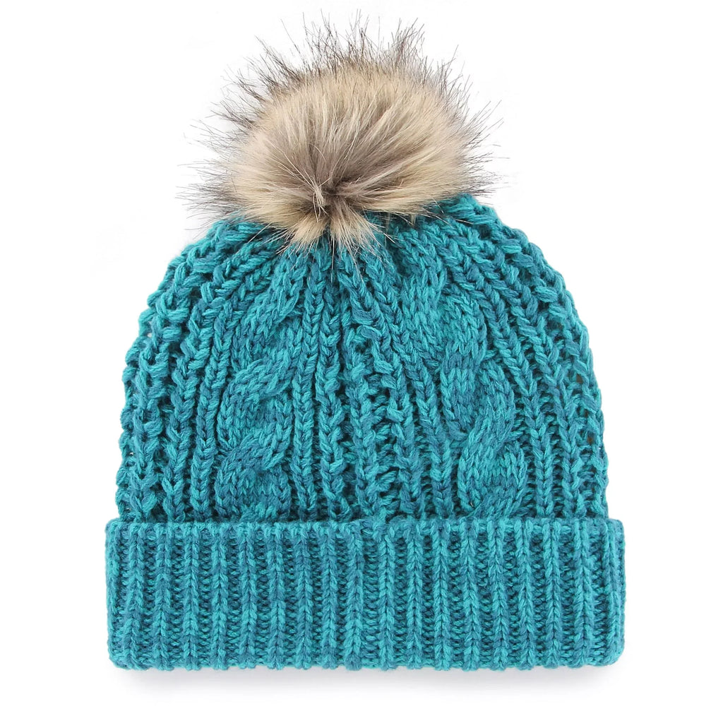 Charlotte Pom Knit with Cuffed Meeko '47 - Hornets Hat OSFA Teal Women's