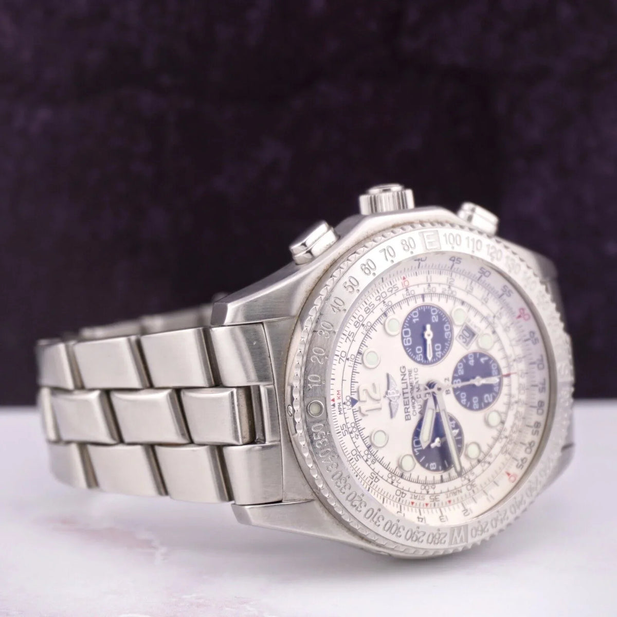 BREITLING Chronograph 44mm Watch Automatic White B-2 Dial Men's A42362 Steel