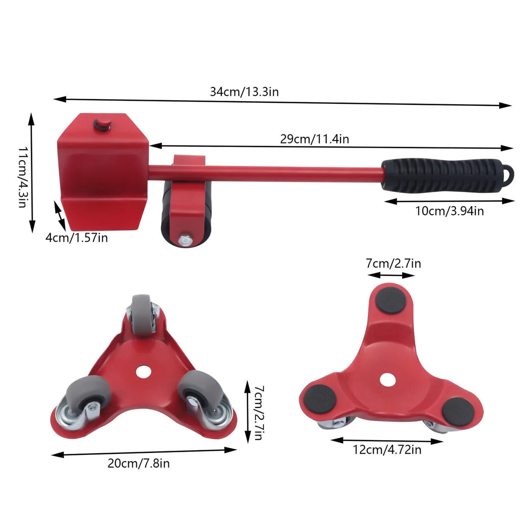 Universal Furniture Steel Kit with Dolly Alloy Furniture Wheel Fichiouy Mover Mover Red