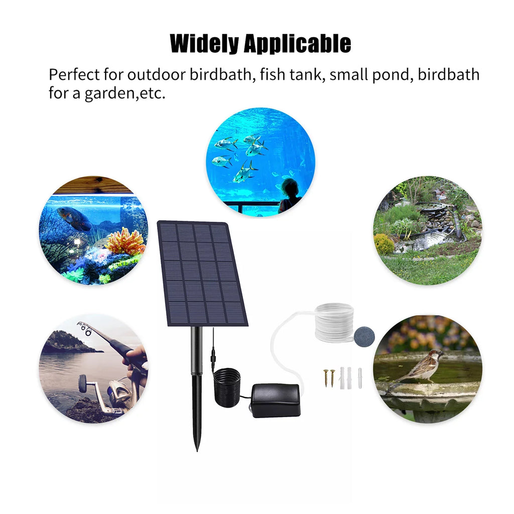 Oxygenator Pipe Garden Fishing with Air Aerator Fish Stones Pool Pump moobody Air Aquarium Bubble Pump for Aerator Plug-in Oxygen Oxygen 2W Solar Fish Pond