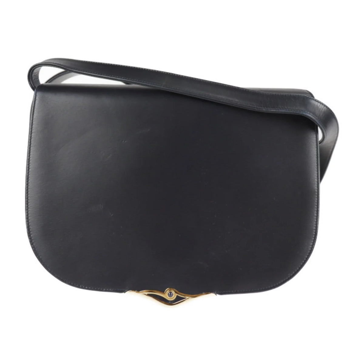 sapphire leather line navy Pre-Owned (Good) dark shoulder Cartier calf 2WAY bag CARTIER clutch