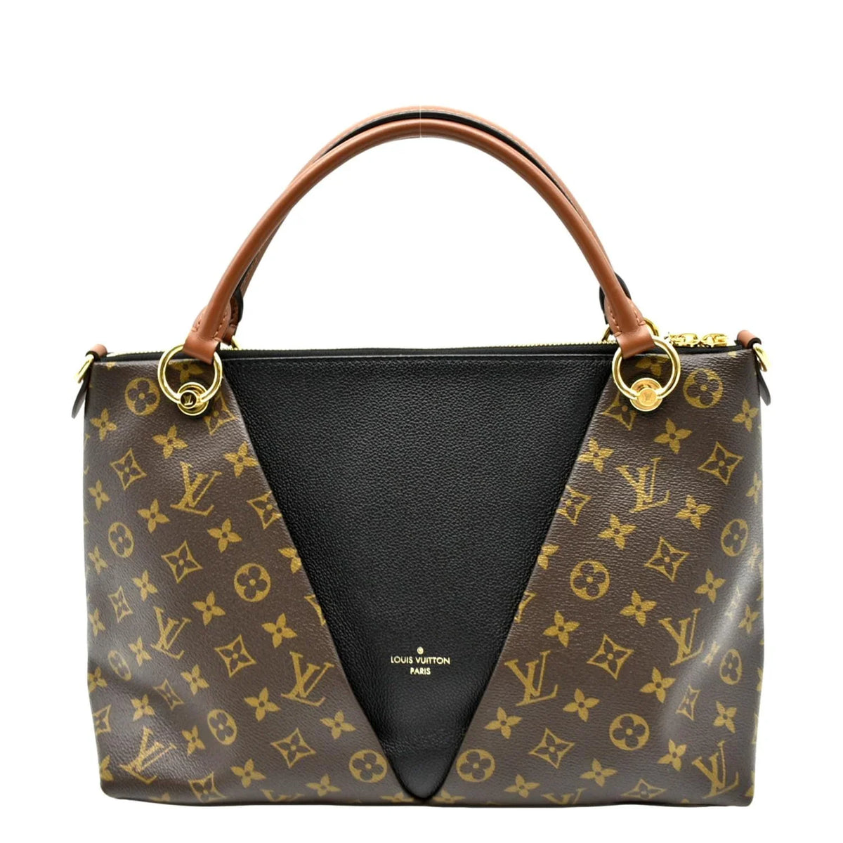 Black Monogram Leather Bag LOUIS Hobo MM VUITTON V Pre-owned