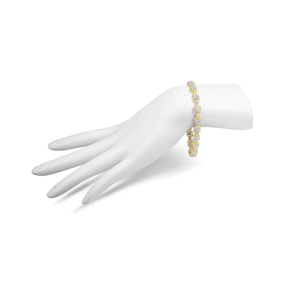 (J-K I2-I3 7.25" Clasp Haus Brilliance Diamond 10K Gold Yellow Link Clarity) of Color, Cttw 2.0 Bracelet Box Size - Womens cut Princess