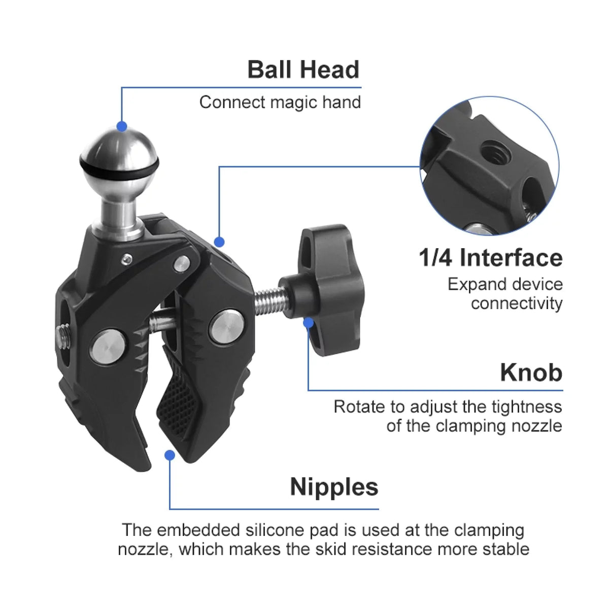 Camera AKASO Adapter ammoon Mount Compatible DJI Handlebar Mount Mounts Clamp
