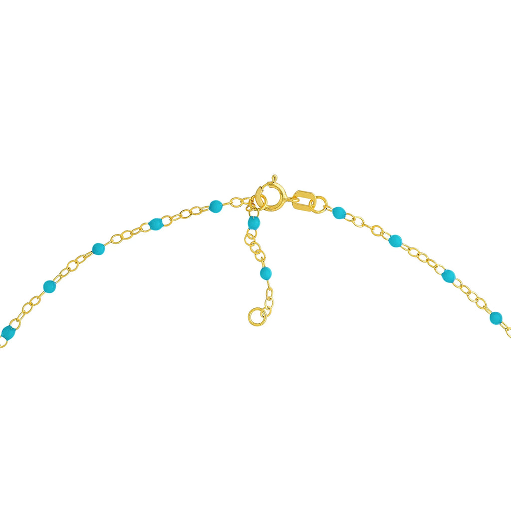 Yellow Women's Bracelet Piatto Gold Light 5.50"-7.50" Enamel Bead Adjustable 14K Turquoise