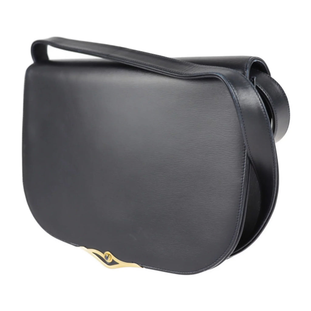 sapphire leather line navy Pre-Owned (Good) dark shoulder Cartier calf 2WAY bag CARTIER clutch