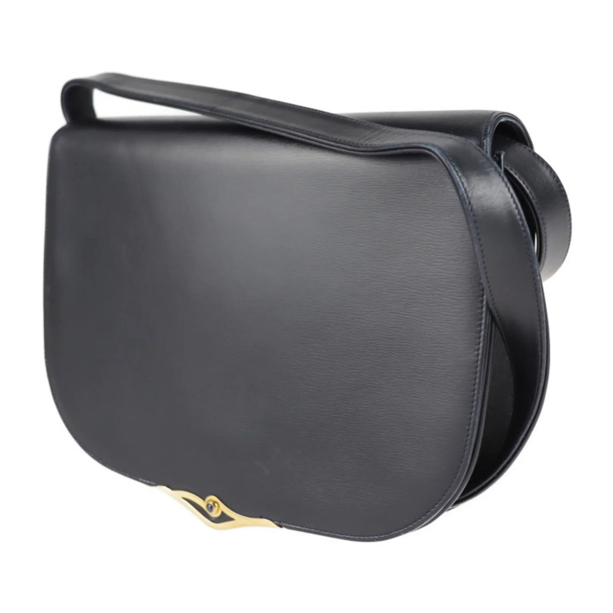 sapphire leather line navy Pre-Owned (Good) dark shoulder Cartier calf 2WAY bag CARTIER clutch
