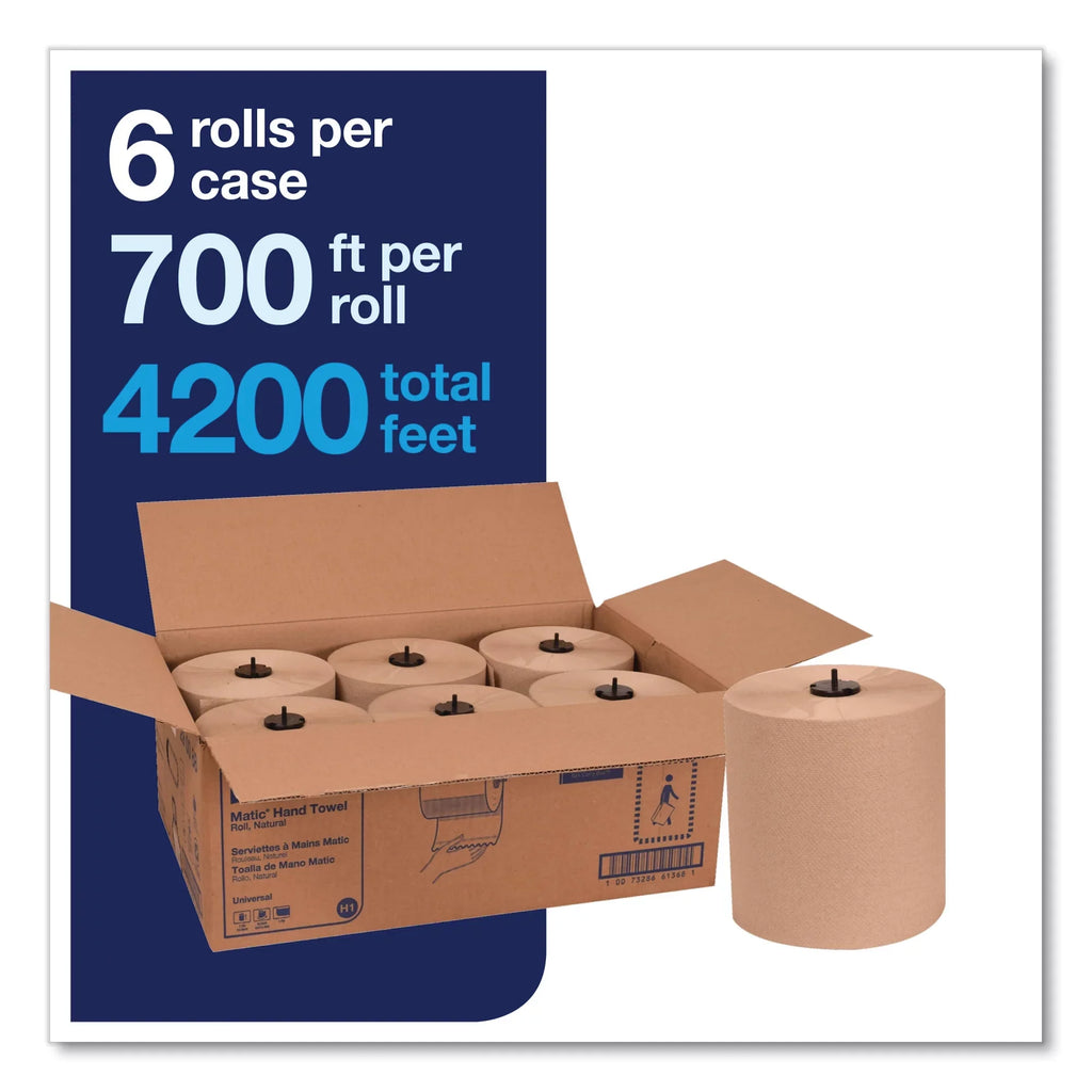 700 Towel, Natural, Rolls/Carton x Roll Matic ft, 6 7.7" -TRK290088 Hardwound Tork
