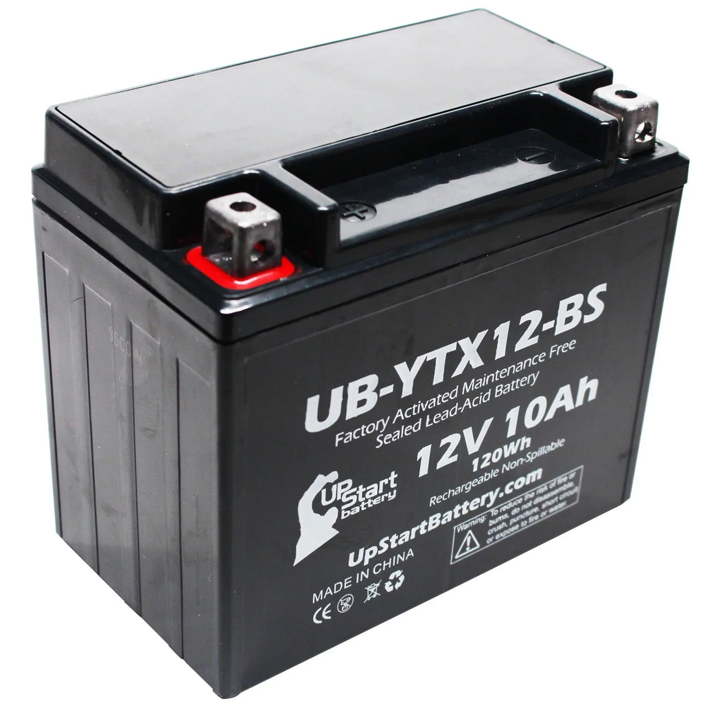 GSX-R1000 Factory 3-Pack Battery CC - 12V, 2003 Replacement Motorcycle UpStart UB-YTX12-BS 10Ah, Free, Activated, Maintenance for Suzuki 1000 Battery
