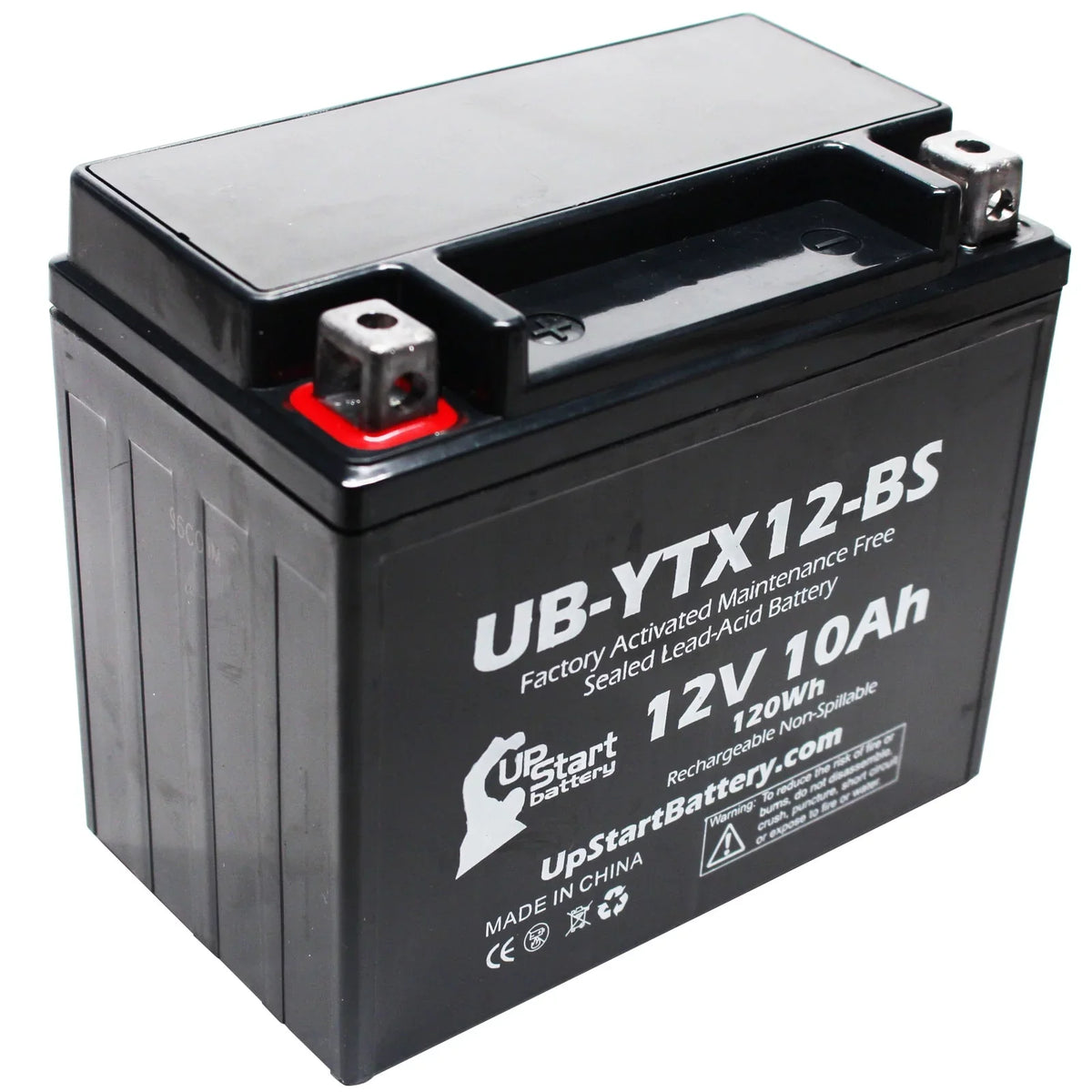 GSX-R1000 Factory 3-Pack Battery CC - 12V, 2003 Replacement Motorcycle UpStart UB-YTX12-BS 10Ah, Free, Activated, Maintenance for Suzuki 1000 Battery