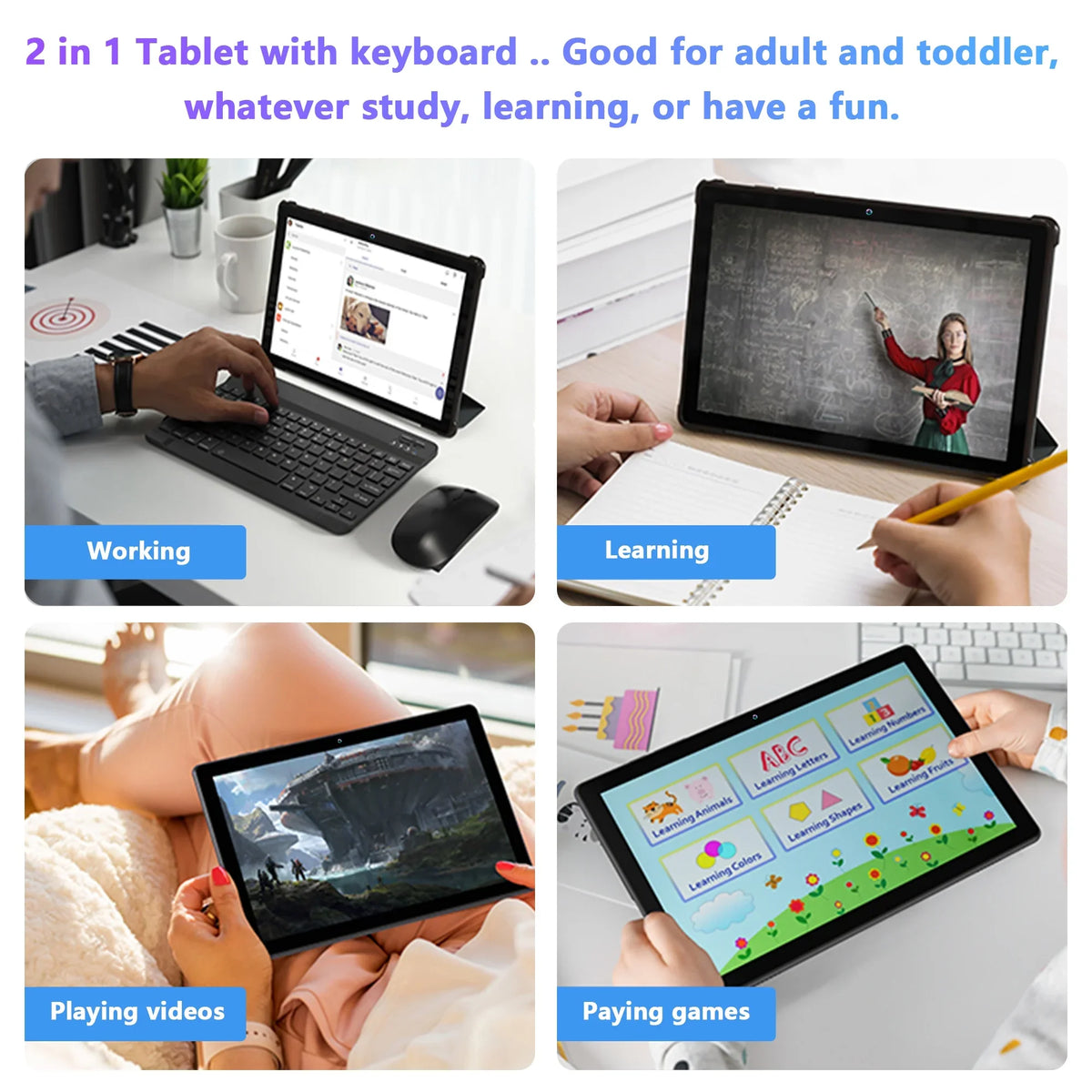 Tablets,64GB 1 Camera,Wi-Fi,Bluetooth,GPS,Black with 128GB Android 11,Tablet 1.6GHz 2 ),6000mAh 4G Octa-Core PC,Dual Keyboard,10 in to inch Tablet Battery,Latest ROM(up Expand Cellular