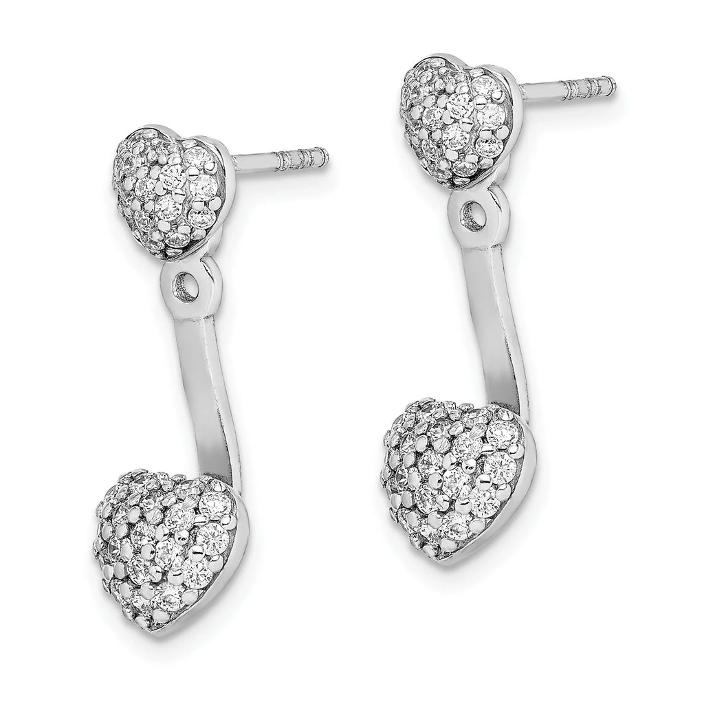 Primal Heart Rhodium-plated Silver Jacket with CZ Sterling Earrings Silver Post