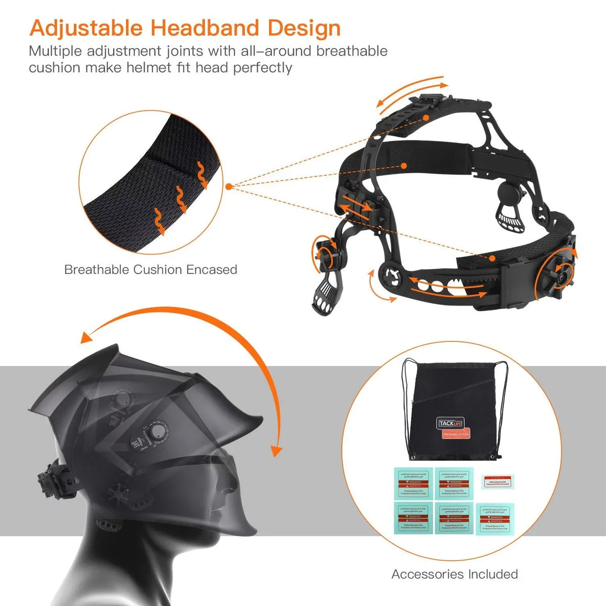 Lenses, Range MIG 3/4-8/9-13, TIG Welding NEW Power TACKLIFE - Class for PAH04D (1/1/1/1), Shade Solar Optical Helmet Plasma Auto Grinding Full Darkening, Replacement MMA 6Pcs Feature