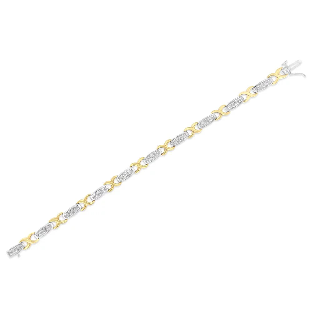 Invisible-Set White Bracelet X-Link 2 Gold Diamond TDW 14K SI1-SI2) (G-H, Carat Tennis and Yellow
