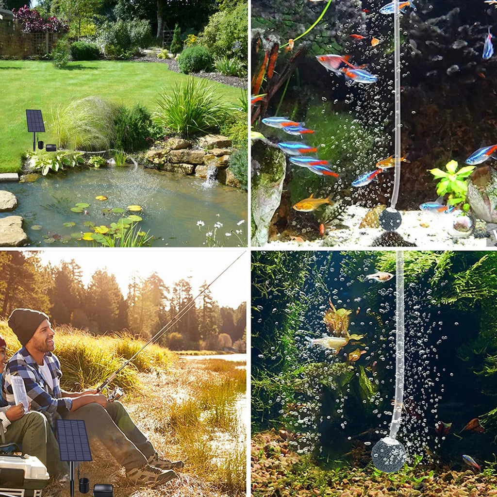 Oxygenator Pipe Garden Fishing with Air Aerator Fish Stones Pool Pump moobody Air Aquarium Bubble Pump for Aerator Plug-in Oxygen Oxygen 2W Solar Fish Pond
