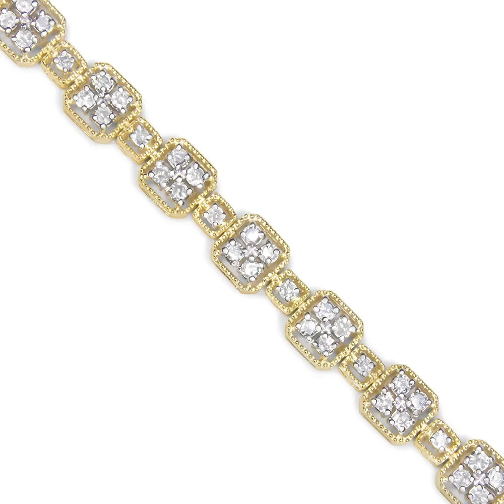 (J-K I2-I3 7.25" Clasp Haus Brilliance Diamond 10K Gold Yellow Link Clarity) of Color, Cttw 2.0 Bracelet Box Size - Womens cut Princess