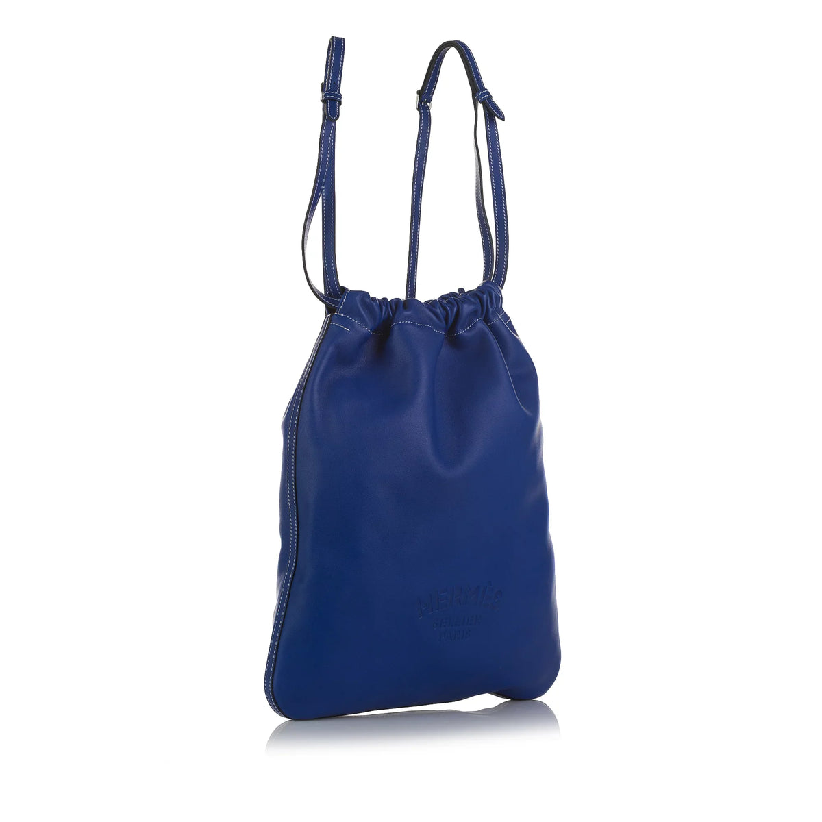 Cheri Hermès Backpack New) Authenticated Leather (Like Blue Pre-Owned Unisex Calf Bridado