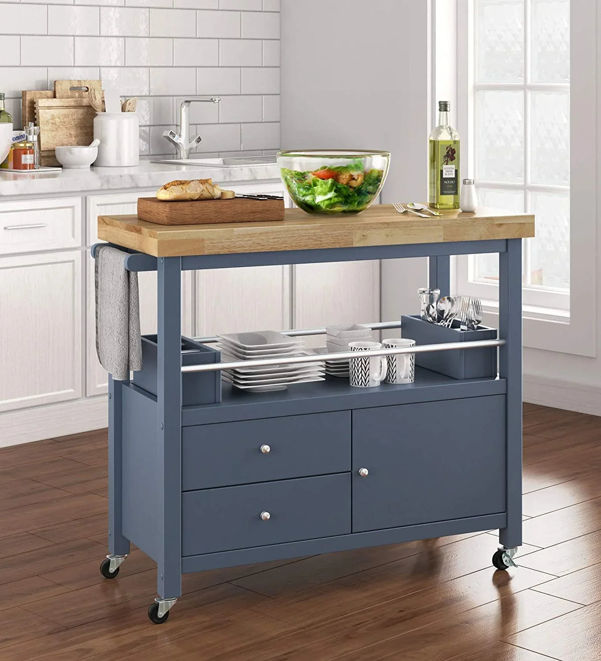 Cabinet Bar Table, Rolling Organization Storage, , Home Anson And Butcher Portable Cart Block Gray Island With For Apartment Kitchen Wheels