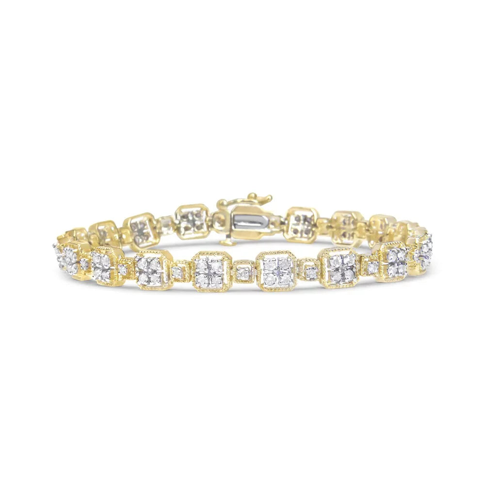 (J-K I2-I3 7.25" Clasp Haus Brilliance Diamond 10K Gold Yellow Link Clarity) of Color, Cttw 2.0 Bracelet Box Size - Womens cut Princess